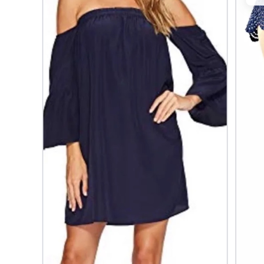 Lilly Pulitzer Navy Off the Shoulder Dress